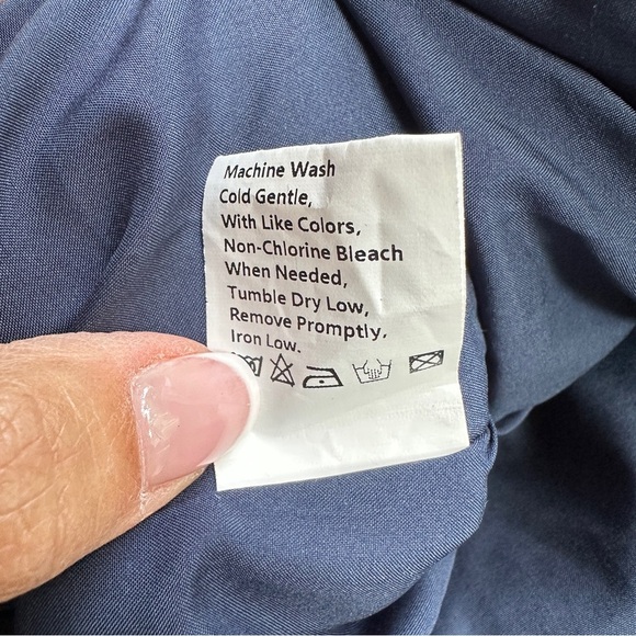 BTFBM Navy Swiss Dot Smocked Dress M - Picture 10 of 12